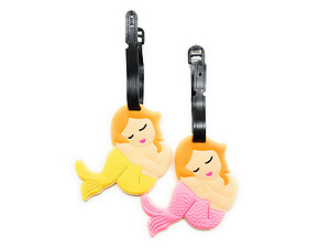 Yellow & Pink Tail Mermaid Set ~ Travel Suitcase ID Luggage Tag and Suitcase Label
