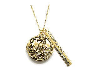 Locket Sea Horse Engraved Pendant Long Necklace