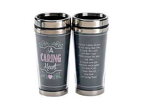 16 Oz. Stainless Steel Insulated Travel Mug with Lid  ~ A Caring Heart