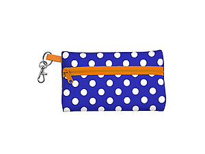 Neoprene Zippered Student ID Case with Key Ring (Royal Blue and Orange)