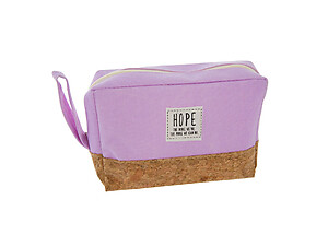 Lavender Hope ~ The More We Do Cork & Canvas Zipper Travel Makeup Pouch Bag