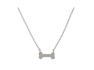 Silvertone Dainty Metal Small Dog Bone Pendant Necklace