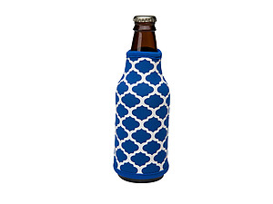 Royal Blue and White Insulated Neoprene Bottle Koozie