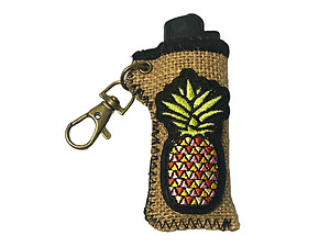 Pineapple Hemp Design Lighter Case Keychain With Patch