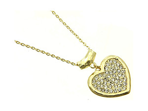 Goldtone Hammered Metal Crystal Stone Heart Necklace