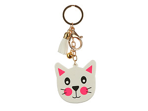 Kitten Tassel Faux Suede & Rubber Key Chain Handbag Charm