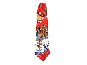 Boy's Red North Pole 100% Polyester Christmas Tie