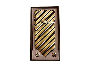 Mens Fashion Necktie, Hanky, Cufflinks, & Tie Bar Boxed Combo Set ~ Style 7742