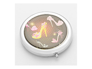 Let Your Light Shine Flower Shoes Folding Makeup Round Compact Mirror