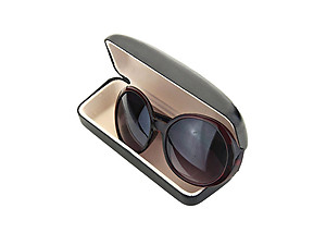 Faux Leather Clamshell Eyeglass / Sunglass Case