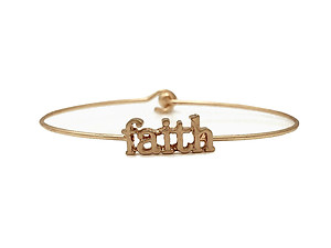 Faith Inspirational Message Stencil Wire Hook Clasp Bangle Bracelet