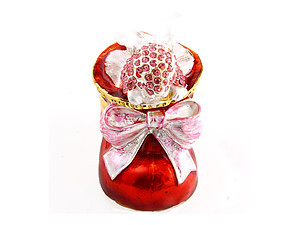 Red Rhinestone & Metal Santa Shoe Jewelry Trinket Box