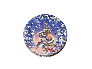 Winter Home Christmas Double Compact Mirror w/ Crystal Stones