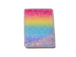 Rainbow Mermaid Pattern Printed Cosmetic Mirror w/ Stars & Glitter