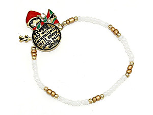 Gold Burnished Christmas Snowman Stretch Bracelet