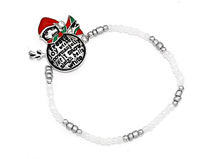 Silver Burnished Christmas Snowman Stretch Bracelet