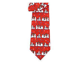 Boy's Red Snowmen 100% Polyester Christmas Tie
