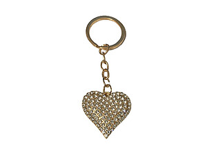 Clear & Goldtone Crystal Stone Heart Shaped Pendant Keychain