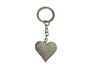 Clear & Silvertone Crystal Stone Heart Shaped Pendant Keychain