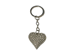 Clear & Silvertone Crystal Stone Heart Shaped Pendant Keychain