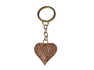 Pink & Goldtone Crystal Stone Heart Shaped Pendant Keychain