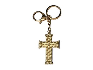 Gold Crystal Stone Metal Cross Shaped Pendant Keychain