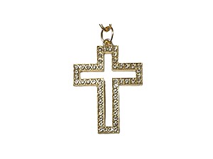 Gold Crystal Stone Metal Open Cross Shaped Pendant Keychain