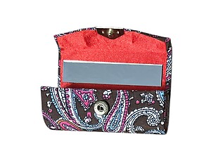 Brown Paisley Print Lipstick Case w/ Mirror