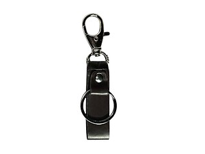 Dark Brown Faux Leather Strap Clip Key Chain w/ Silver Ring