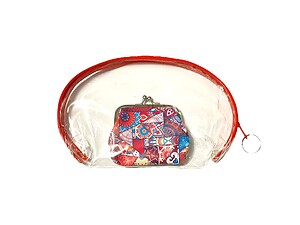 Red Trim Large Zipper Cosmetic Bag & Coin Purse Set