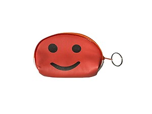 Red Happy Face Coin Purse Keychain Large Zipper Cosmetic Bag Set