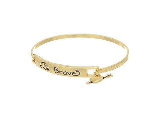 Goldtone Be Brave Hook Style Bangle Bracelet