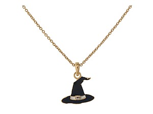 Dainty Goldtone Black Hat Pendant Necklace