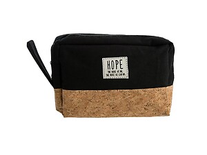 Black Hope ~ The More We Do Cork & Canvas Zipper Travel Makeup Pouch Bag