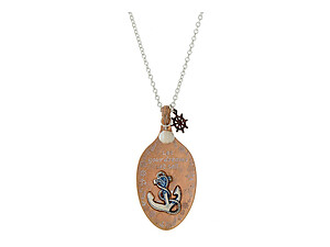 Copper Anchor Beach Theme Spoon Burnished Metal Pendant Long Necklace