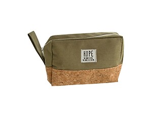 Olive Green Hope ~ The More We Do Cork & Canvas Zipper Travel Makeup Pouch Bag