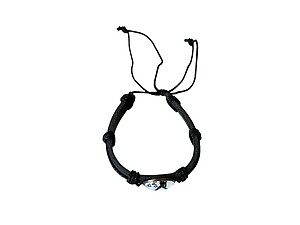 Libra Zodiac Sign Black Leather Band Glass Dome Bracelet