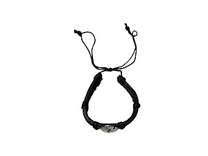 Scorpio Zodiac Sign Black Leather Band Glass Dome Bracelet