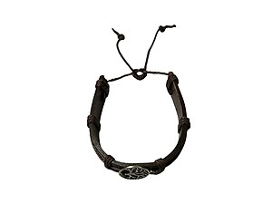 Dark Brown Leather Band Tree of Life Silver Bracelet