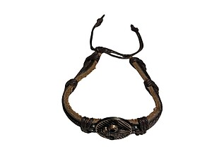 Dark Brown Leather Band Fleur De Lis Bracelet