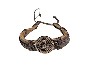 Dark Brown Leather Band Fleur De Lis Bracelet