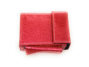 Red Kingsize Glitter Cigarette Case With Lighter Pouch