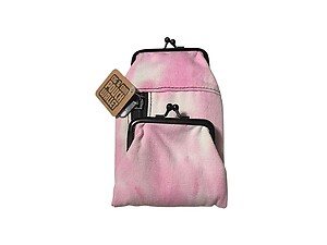 Pink Tie Dye Canvas Cigarette Pouch Wallet with Snap Clasp Closure