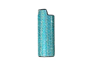 Turquoise Rhinestone Metal Shell Lighter Case Cover Holder Fits Bic Lighters