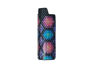 Hexagon & Diamond Rhinestone Metal Shell Lighter Case Cover Holder Fits Bic Lighters