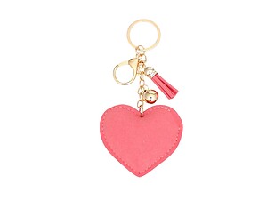 Pink MOM Heart Tassel Bling Faux Suede Stuffed Pillow Key Chain Handbag Charm