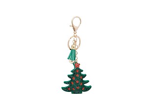 Xmas Tree Tassel Bling Faux Suede Stuffed Pillow Key Chain Handbag Charm