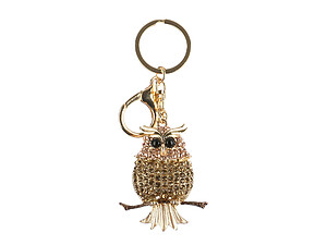 Light Colorado Topaz Owl Hollow Textured Metal Key Chain Accessory Handbag Charm