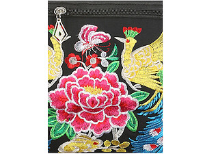 Fabric Flower Double-Sided Embroidered Shoulder Bag with Adjustable Strap