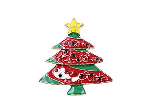 Christmas Tree Pendant with Gold Trim